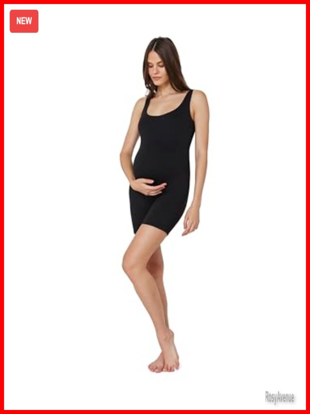 Maternity Unitard Bodysuit Tank Bike Shorts 4-Way Stretch Soft Jersey